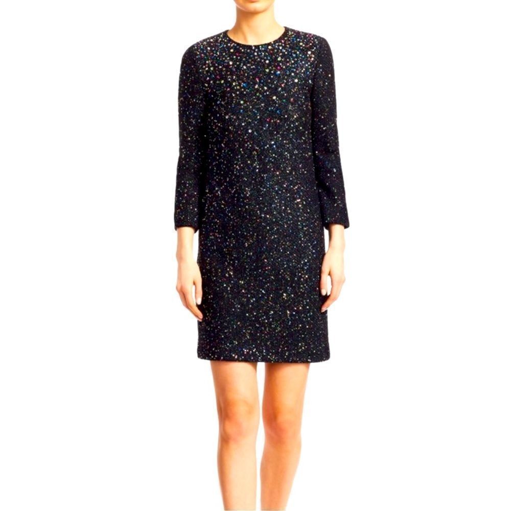 St John Caviar Multi Mini Black Sequins Dress Size 6 D41